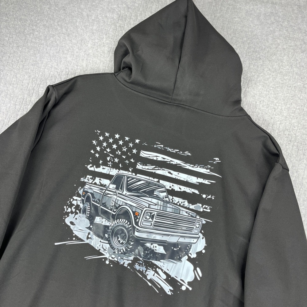 Classic Chevrolet square bodyHoodie Men XL Black American Flag Truck  Sweatshirt
